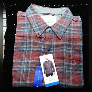 NWT Original Weatherproof Vintage Long Sleeve Button Down Collar Shirt Red Plaid